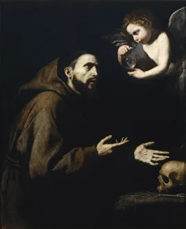 Ribera Prints: Francis of Assisi and the angel with the water bottle