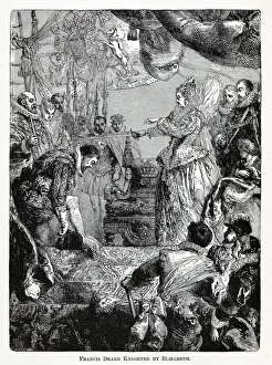 Elizabeth I Of England Gallery: Francis Drake Knighted by Elizabeth, 1882. Artist: Anonymous