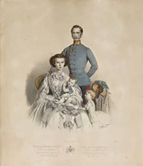 Franz Joseph I Gallery: Francis Joseph I and Elisabeth of Austria with children, Gisela and Rudolf