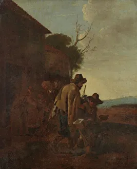 Il Bamboccio Prints: A Franciscan Saint distributing Food to Peasants, 1599-1682. Creator: Pieter van Laer
