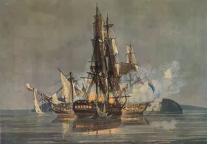 Capturing Collection: The Last Franco-British Frigate Action, c1815. Artist: Nicholas Pocock