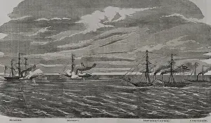 Sea Battle Prints: Franco-Prussian War (1870-1871): 'Battle of Havana' (9 November 1870)