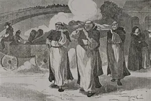 Stretcher Prints: Franco-Prussian War (1870-1871): French religious ambulances, 1870. Creator: Unknown