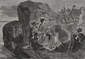 Franco-Prussian War (1870-1871): Garibaldian bivouac at the Vosges, 1870. Creator: Ribas