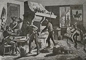 Kitchen Prints: Franco-Prussian War (1870-1871): Prussian soldiers housed in France