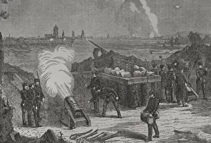 Franco-Prussian War (1870-1871): Siege of Selestat (Schlettstadt) by Prussian troops, 1871. Creator: Unknown