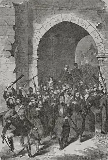 Zouaves Prints: Franco-Prussian War (1870-1871): Strasbourg garrison throwing their arms after the capitulation