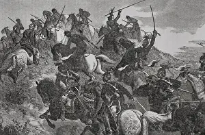 Franco-Prussian War (1870-71): Engagement between Uhlans and French Chasseurs d'Afrique, Aug 1870