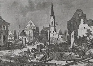 Aftermath Prints: Franco-Prussian War (1870-71): The main street in Kehl after bombardment by French artillery