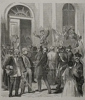 Patriotism Prints: Franco-Prussian War (1870-71); pro-war demonstration in Berlin... 1870. Creator: Unknown