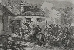 Shooting Prints: Franco-Prussian War (1870-71): Skirmish between French hussars