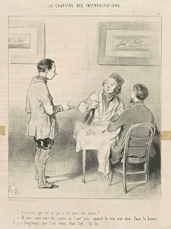 Waiter Prints: François, qui est-ce qui a bu mon vin... 19th century. Creator: Honore Daumier