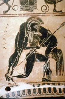 Detail from the Francois Vase, Ajax carrying the body of Achilles, c6th century BC. Artists: Ergotimos, Kleitias Detail from the Francois Vase, Ajax carrying the body of Achilles, c6th century BC. Artists: Ergotimos, Kleitias