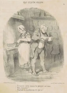 Tout Ce Quon Voudra Prints: Francois, votre cousin le pompier est venu... 19th century. Creator: Honore Daumier