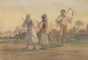 Guildhall Library Art Gallery: Franconian Peasants near Wurzburg, Germany, 1852. Artist: Carl Haag