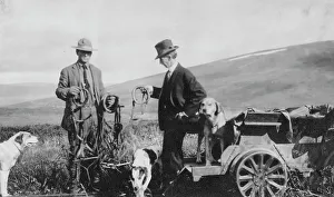 Nome Alaska United States Prints: Frank G. Carpenter beside pupmobile, between c1900 and 1916. Creator: Unknown