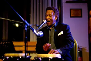 Guyana Prints: Frank Holder, Guyanan jazz singer and percussionist, Jazz Hastings, Hastings, East Sussex