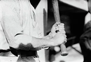 Frank Home Run Baker's batting grip, c1912. Creator: Bain News Service