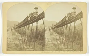 Bw Kilburn Prints: Frankenstein Trestle and Train, P. & O. R. R. Crawford Notch, N. H. late 19th century