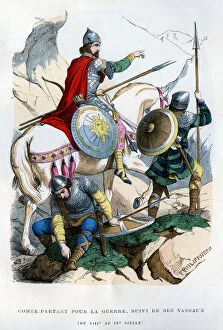 Frankish count leaving for war, 8th-9th century (1882-1884). Artist: Felix Henri Emmanuel Philippoteaux