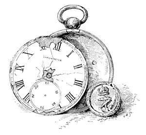 Carl Hentschel Ltd Prints: The Franklin Celebration: Franklin relics - uniform-button and broken watch
