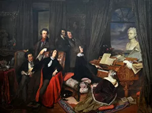Biedermeier Collection: Franz Liszt Fantasizing at the Piano, 1840. Artist: Danhauser, Josef (1805-1845)