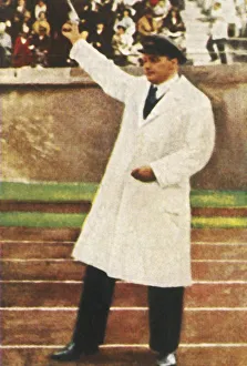 Athletics Gallery: Franz Miller firing starter pistol, 1928. Creator: Unknown