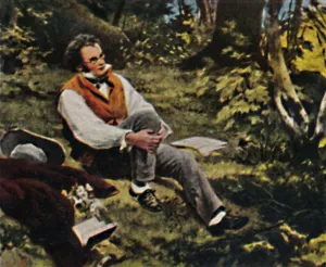 Franz Schubert 1797-1828. - Gemalde von J. Schmid, 1934