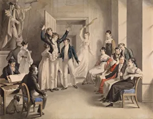 Party Prints: Franz Schubert (1797-1828). Party game of the Schubertians in Atzenbrugg