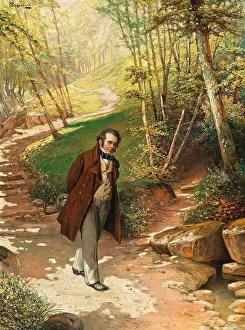 Schubert Prints: Franz Schubert walking in the Vienna Woods