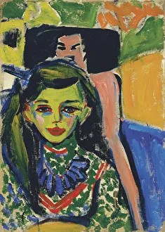 Franzi in front of Carved Chair, 1910. Artist: Kirchner, Ernst Ludwig (1880-1938) Franzi in front of Carved Chair, 1910. Artist: Kirchner, Ernst Ludwig (1880-1938)