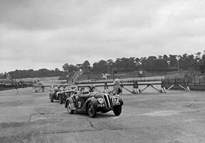 Chicane Gallery: Frazer-Nash BMW 328 and Riley at the chicane, JCC Members Day, Brooklands, 1939. Artist