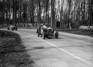 Castle Donington Gallery: Frazer-Nash Byfleet II leading an MG at Donington Park, Leicestershire, 1935. Artist: Bill Brunell