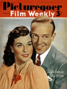 Colour Print Prints: Fred Astaire (1899-1987) and Paulette Goddard (1910-1990), actors, 1941
