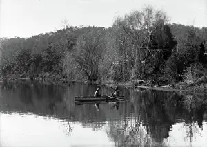 Exploring Prints: Frederick George Walker and boy in a row boat (possibly Coomera River), c1900s