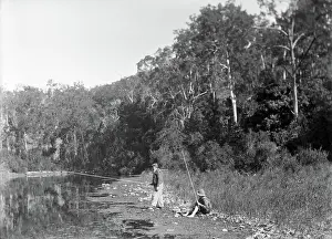 Gold Coast Prints: Frederick George Walker fishing with unknown boy Coomera River, c1880s