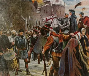Frederick I, Margrave of Brandenburg, brings down the Quitzows, 1414, (1936). Creator: Unknown Frederick I, Margrave of Brandenburg, brings down the Quitzows, 1414, (1936). Creator: Unknown