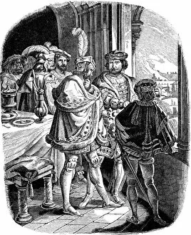 Charles I Gallery: Frederick I Meal in Heidelberg Castle 1462 (Illustration from the Geschichte des deutschen Volkes)