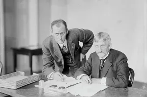 Frederick Mears, 1st Lt. Cav. U.S.A. left, with William C. Edes, 1914. Creator: Harris & Ewing. Frederick Mears, 1st Lt. Cav. U.S.A. left, with William C. Edes, 1914. Creator: Harris & Ewing