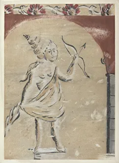 Wall Decoration Prints: Free Hand Decorated Wall, c. 1940. Creator: Michael Lauretano