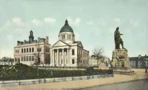 Aberdeen Prints: Free Library Frees Church & Wallace Statue - Aberdeen, 1900s. Creator: Unknown