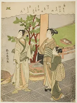Freeing a captured bird, c. 1769 / 70. Creator: Suzuki Harunobu