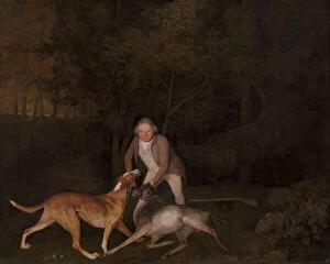 Earl Gallery: Freeman, the Earl of Clarendons gamekeeper, with a dying doe and hound, 1800