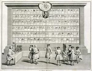 Lodge Prints: Freemasons, with signs for the various lodges, c1733