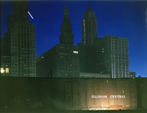 Jacob Ovcharov Prints: Freight cars at the South Water Street Illinois Central Railroad terminal