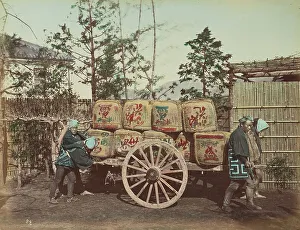 Freight Prints: Freight cart, 1870s-1890s. Creator: Kusakabe Kimbei