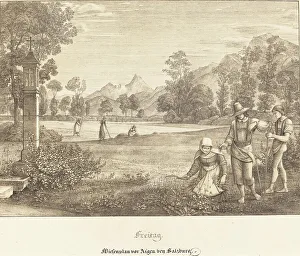 Ferdinand Olivier Prints: Freitag - Wiesenplan vor Aigen bey Salzburg (Meadow before Aigen near Salzburg)