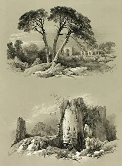 Harding Jd Prints: Frejus and Pennard Castle, from Picturesque Selections, 1860