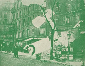 Crashed Prints: A French aeroplane descends in a Paris street, c1917 (1919)