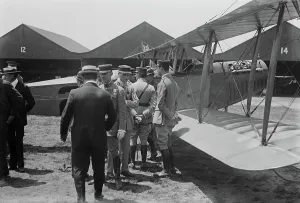 Landing Ground Prints: French Army aviators at Mineola, between c1915 and c1920. Creator: Bain News Service